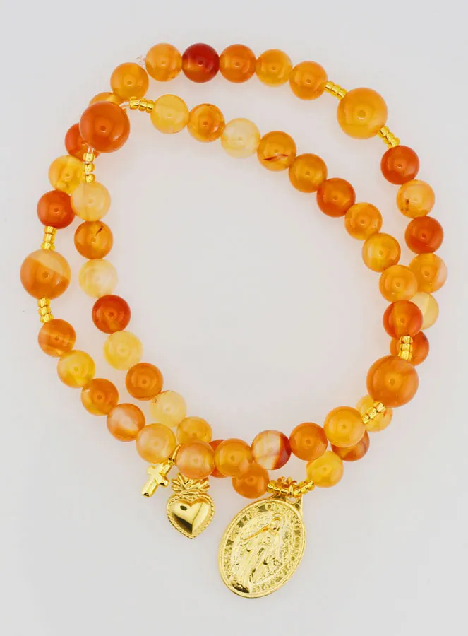 Miraculous Medal Rosary in Carnelian (pic 1)