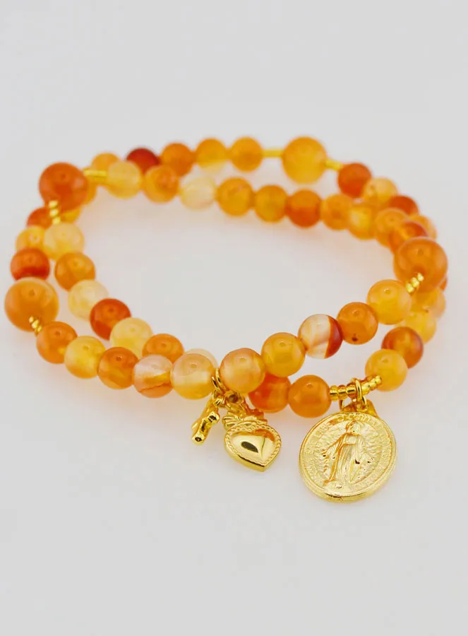Miraculous Medal Rosary in Carnelian (pic 2)
