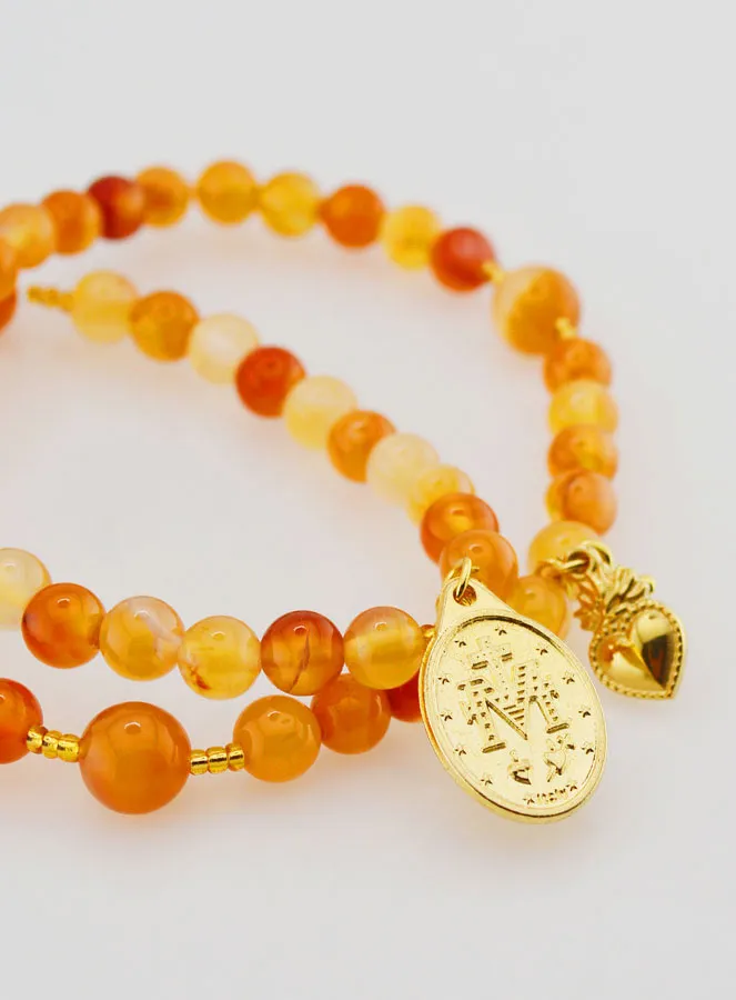 Miraculous Medal Rosary in Carnelian (pic 3)