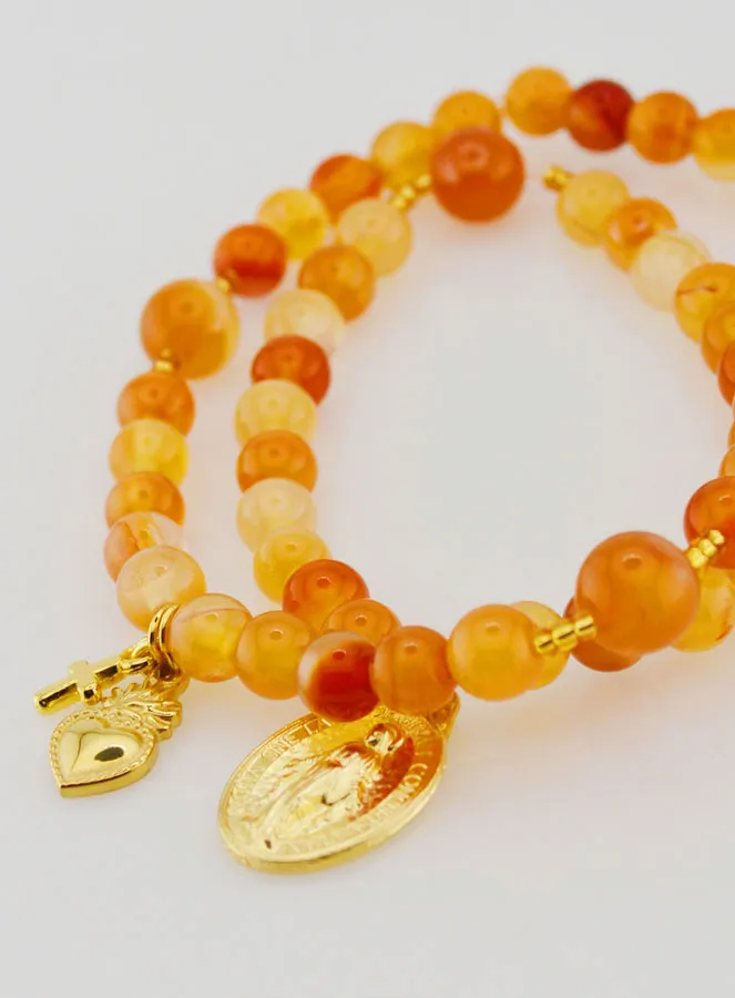 Miraculous Medal Rosary in Carnelian (pic 4)