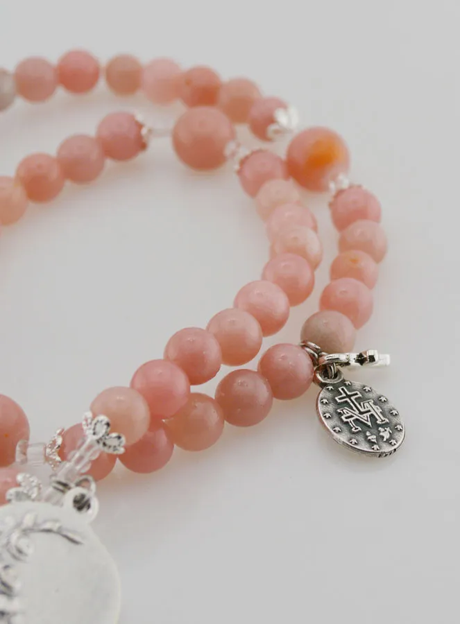 Miraculous Medal Rosary and St Michael in Pink Opal (pic 4)