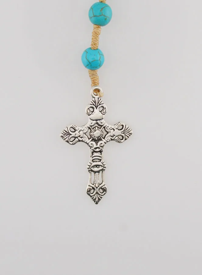 Rosary with Turquoise Beads - Miraculous Medal (pic 3)