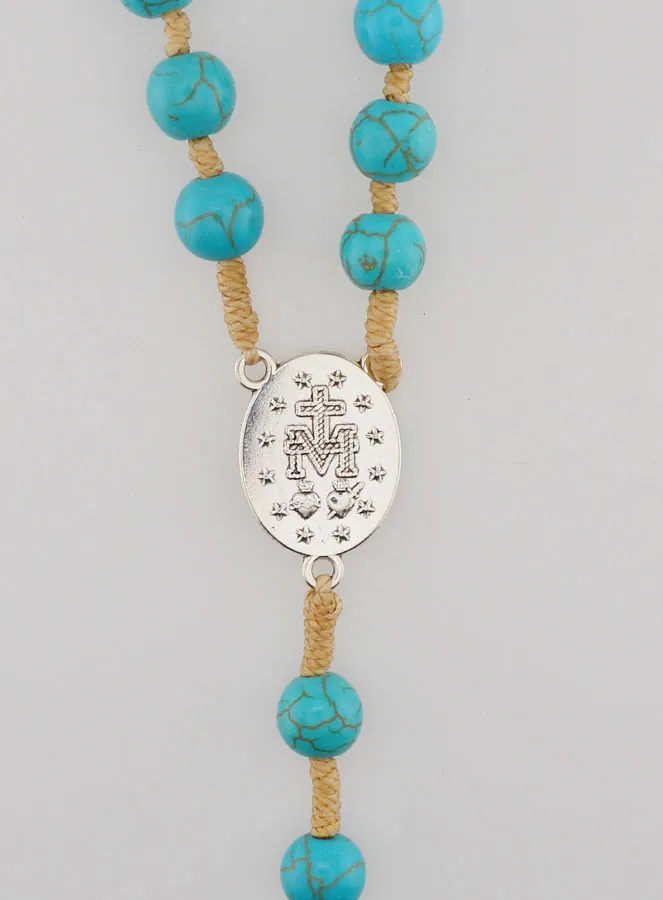 Rosary with Turquoise Beads - Miraculous Medal (pic 4)