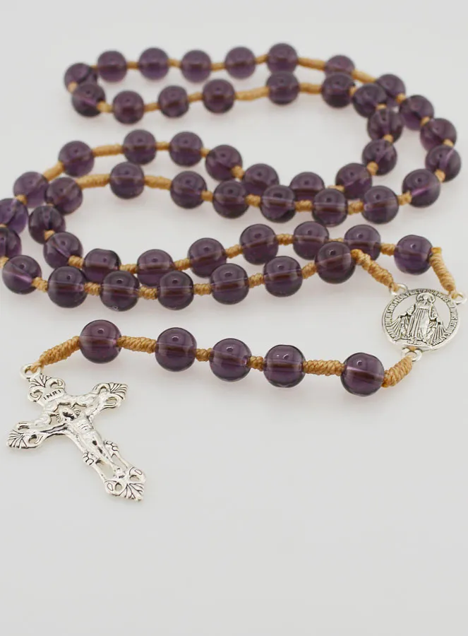 Miraculous Medal Rosary - Amethyst Crystal (pic 2)