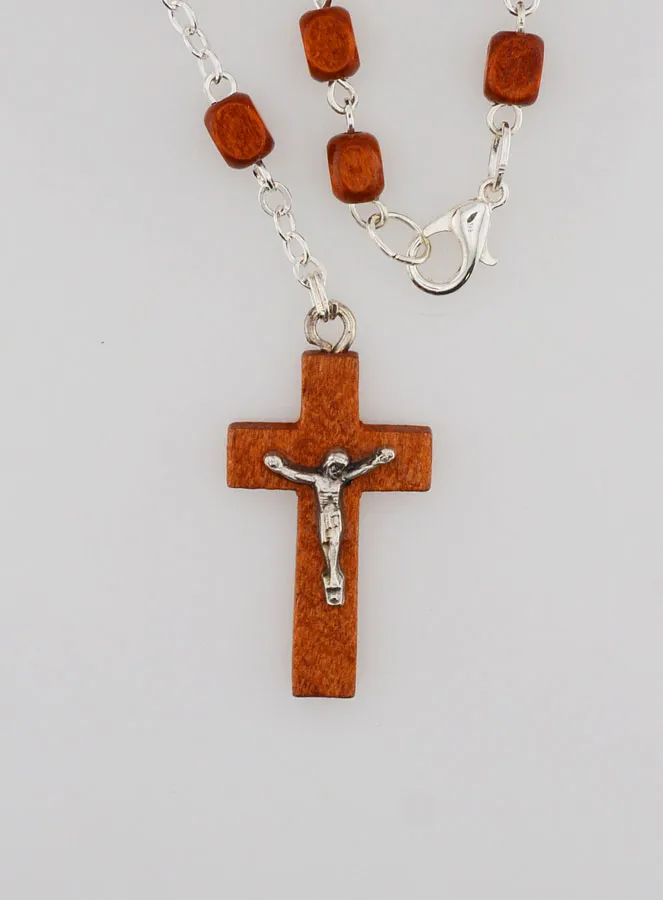 Miraculous Virgin Mary Rosary in Light Wood (pic 3)