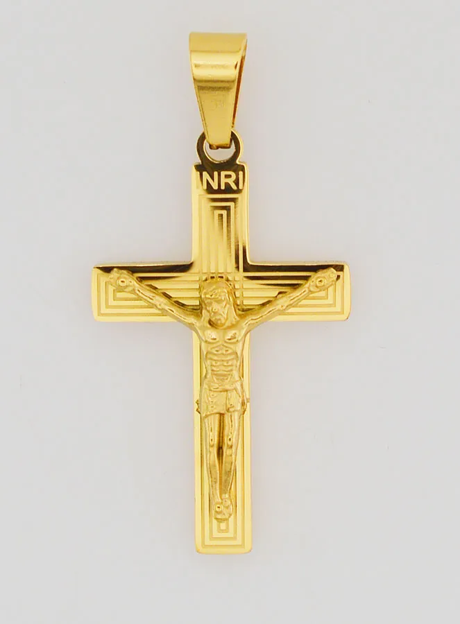 Cross Pendant in Golden Brass 28mm (pic 1)