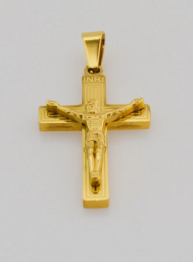 Cross Pendant in Golden Brass 28mm (pic 2)