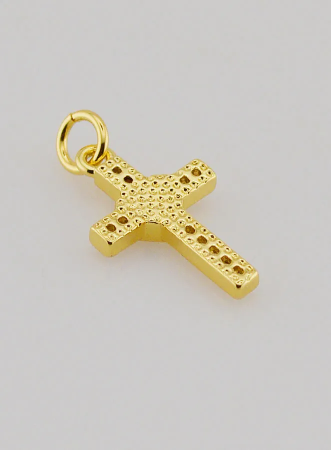 Brass Cross Pendant with Heart - 15mm (pic 4)