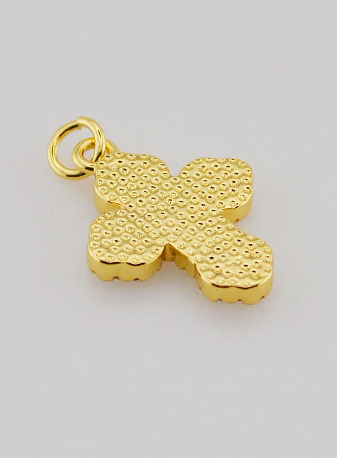 Orthodox Cross Pendant with Rhinestones and Mother-of-Pearl - 17mm (pic 4)