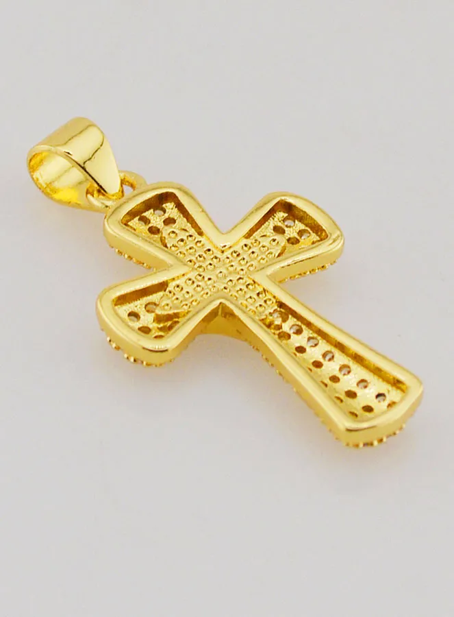 Cross Pendant with Star in Brass and Mother-of-Pearl - 22mm (pic 4)