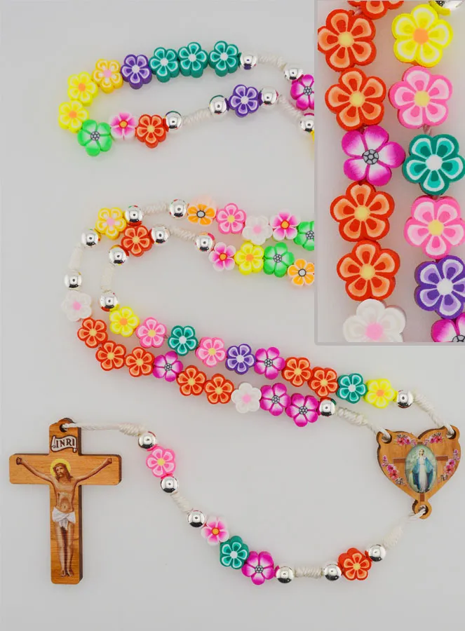 Multicoloured Miraculous Medal Rosary for Children (pic 1)