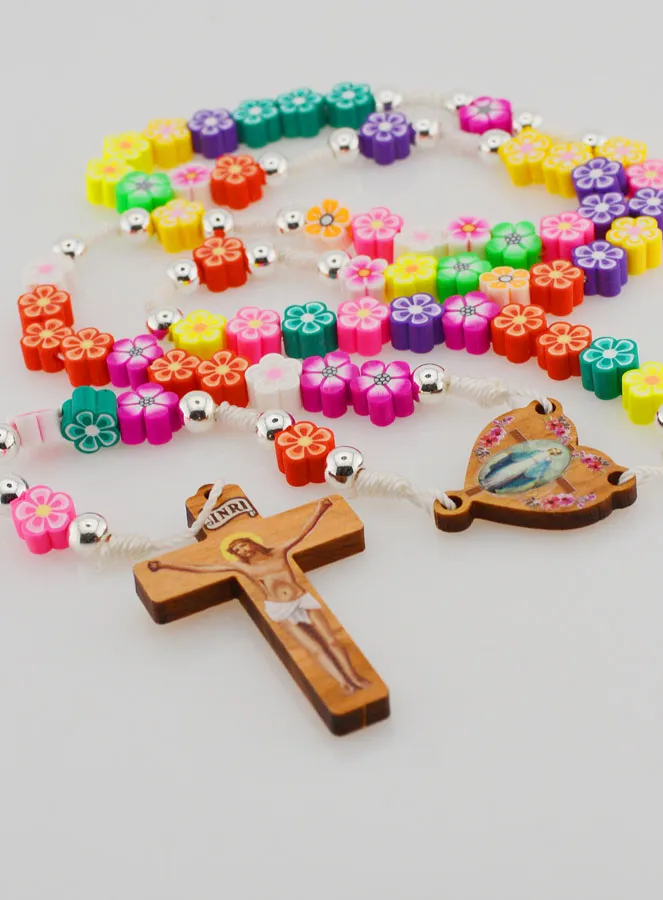 Multicoloured Miraculous Medal Rosary for Children (pic 2)