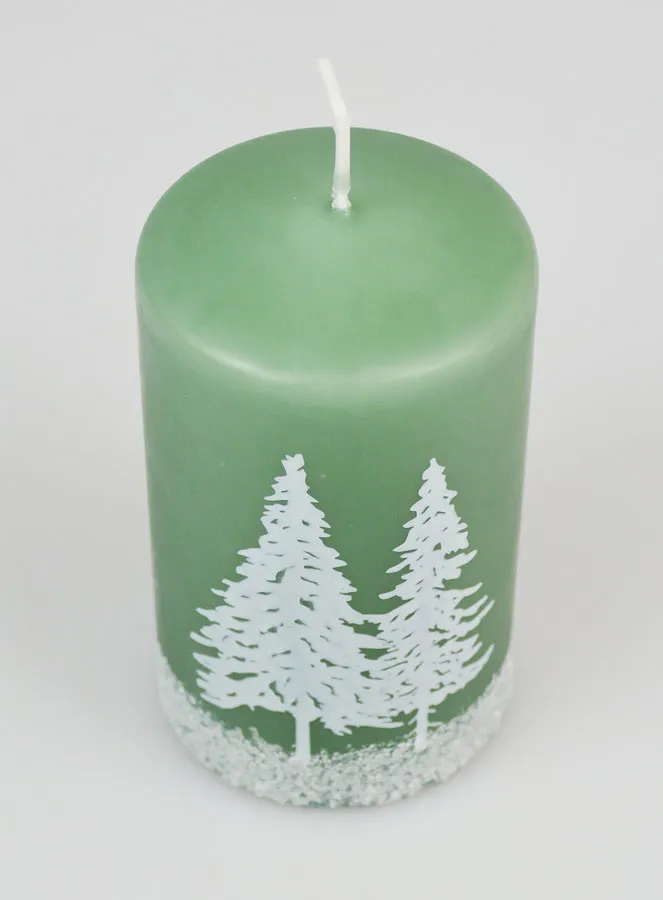 Christmas Candle Christmas Trees and Snow - Green (pic 2)