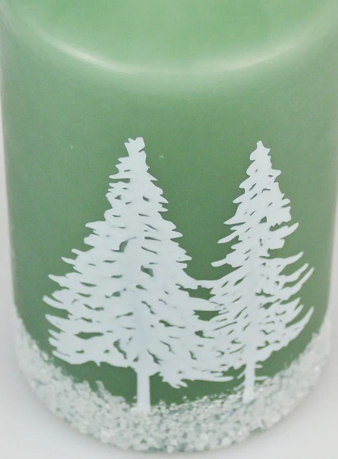 Christmas Candle Christmas Trees and Snow - Green (pic 4)