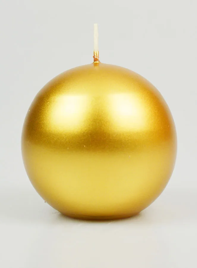 Golden Christmas Ball Candle - 8cm (pic 1)