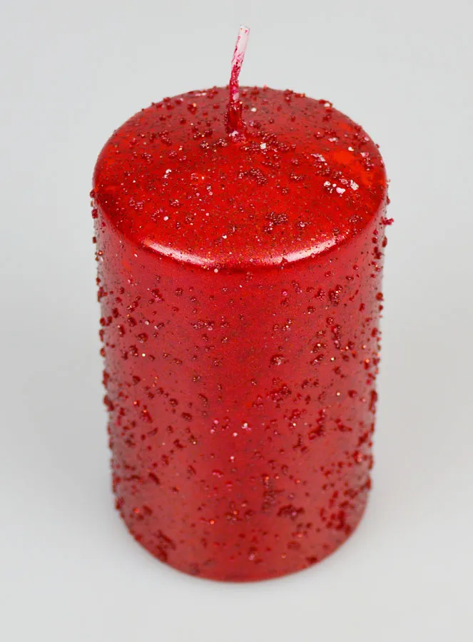 Tabletop Glitter Candle - Red (pic 2)