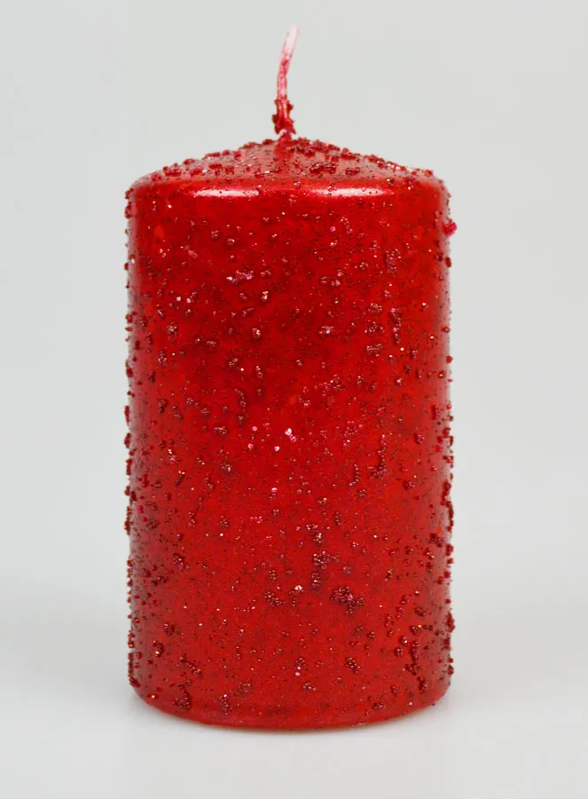 Christmas Candle with Glitter - Ruby Red (pic 1)