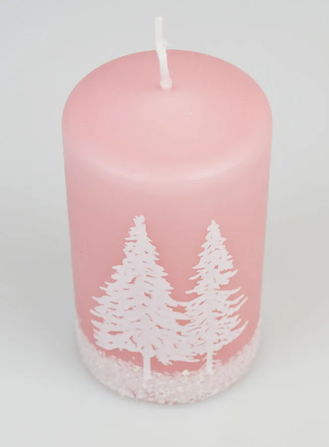 Christmas Candle Christmas Trees and Snow - Pink Powdered (pic 2)