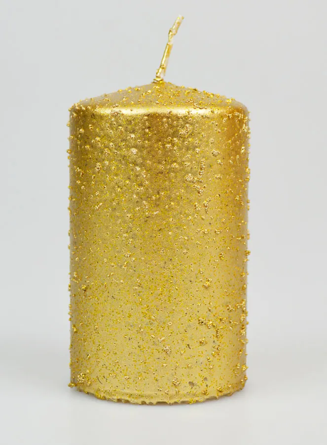 Christmas Candle with Glitter - Gold (pic 1)