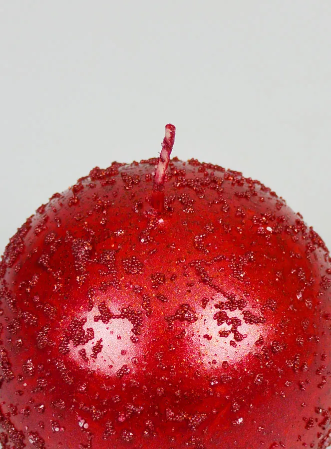 Tabletop Glitter Ball Candle 8cm - Red (pic 4)