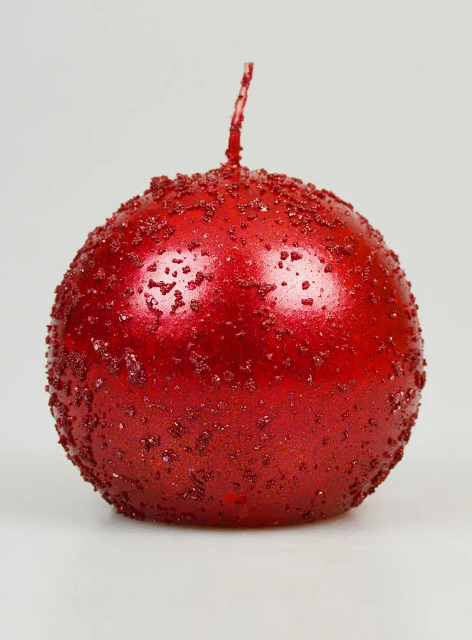 Christmas Ball Candle 8cm - Ruby Red (pic 1)