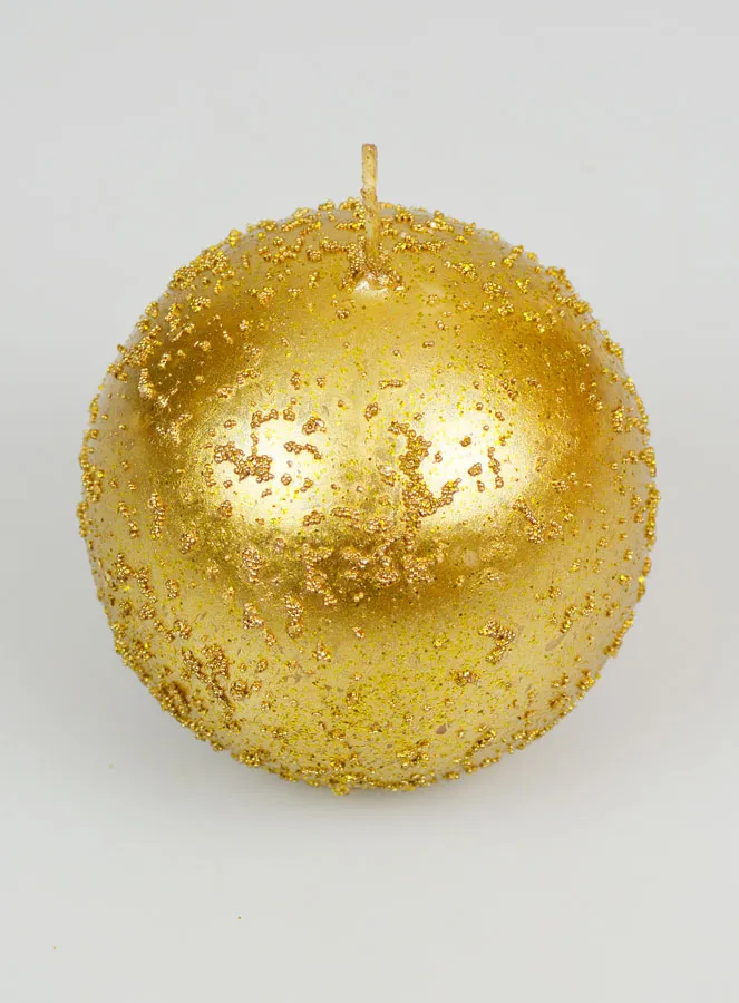 Tabletop Glitter Ball Candle 8cm - Antique Gold (pic 2)