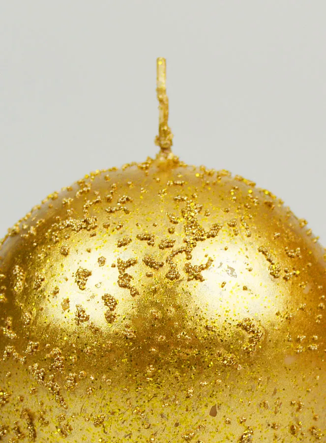 Glitter Ball Christmas Candle 8cm - Antique Gold (pic 3)