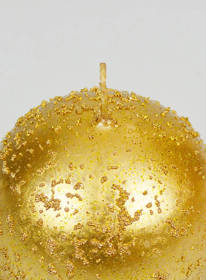 Glitter Ball Christmas Candle 8cm - Antique Gold (pic 4)