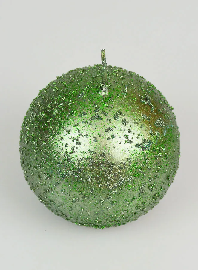 Tabletop Glitter Ball Candle 8cm - Fir Green (pic 2)