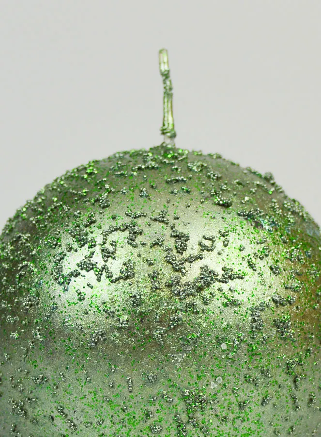 Glitter Ball Christmas Candle 8cm - Green (pic 3)