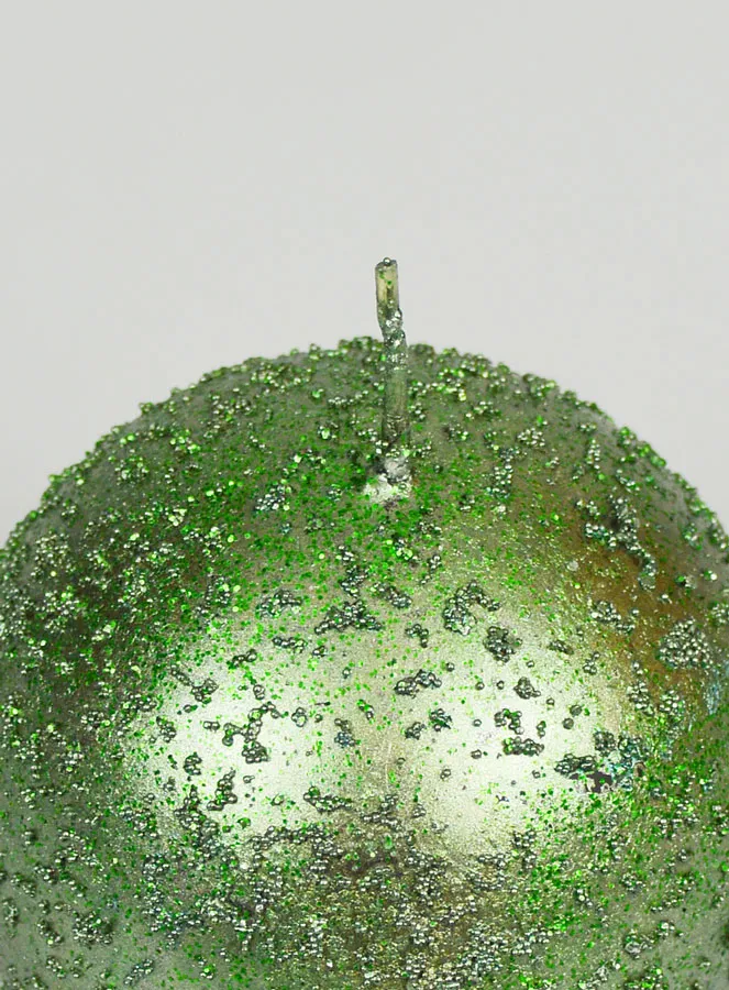 Glitter Ball Christmas Candle 8cm - Green (pic 4)