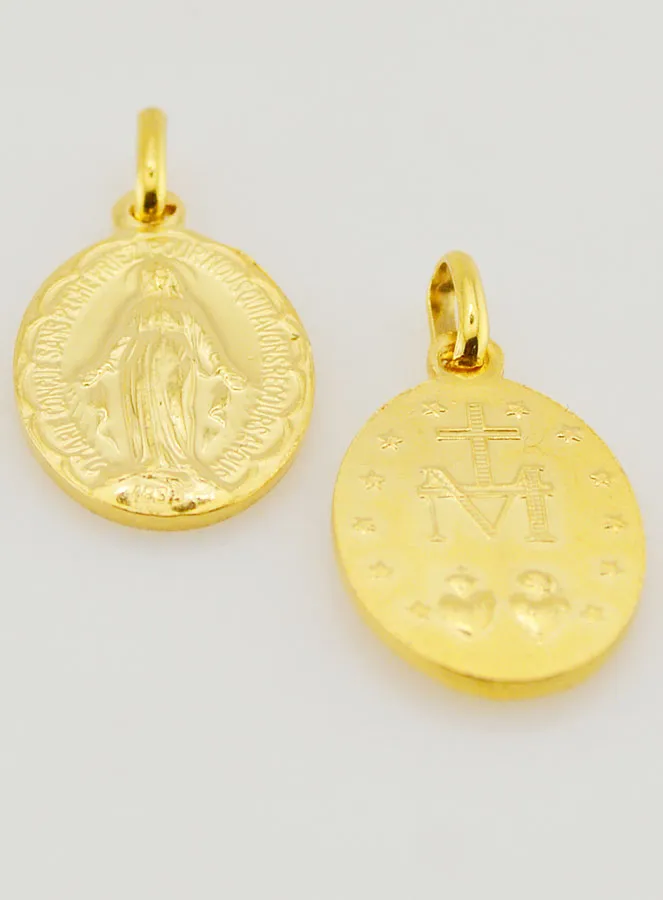 Golden Miraculous Medal with Scalloped Edge - 20mm (pic 2)