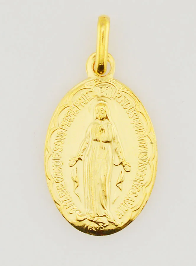 Golden Miraculous Medal with Scalloped Edge - 20mm (pic 3)