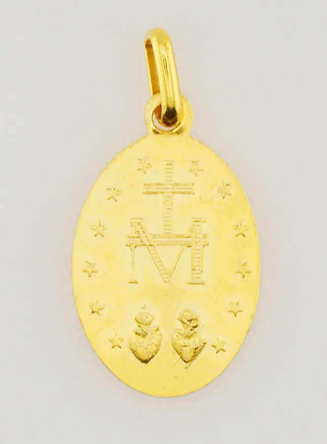 Golden Miraculous Medal with Scalloped Edge - 20mm (pic 4)