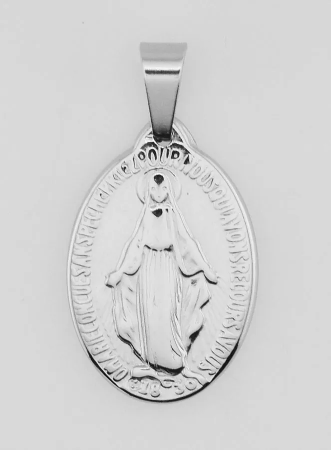 Miraculous Medal in Stainless Steel 22mm - Prayer in French (pic 3)