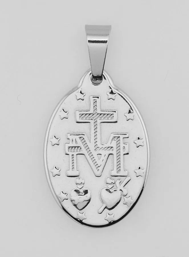 Miraculous Medal in Stainless Steel 22mm - Prayer in French (pic 4)