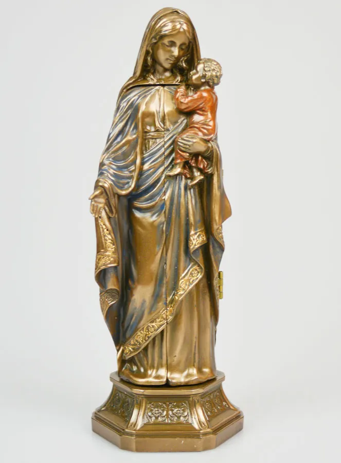 Religious Triptych Statue Virgin Mary and Child in Bronze - 20cm (pic 2)