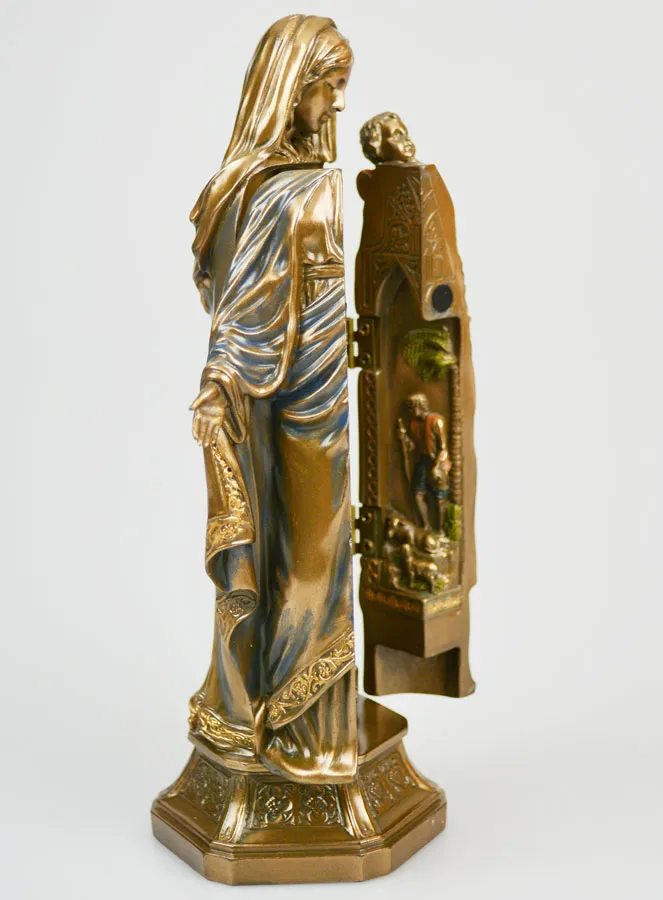 Religious Triptych Statue Virgin Mary and Child in Bronze - 20cm (pic 3)