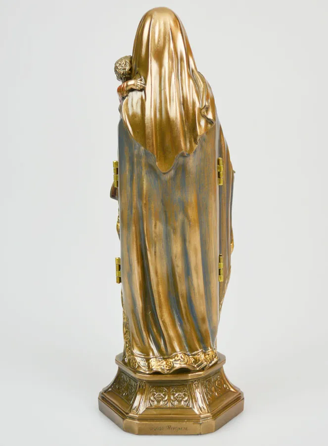 Religious Triptych Statue Virgin Mary and Child in Bronze - 20cm (pic 4)