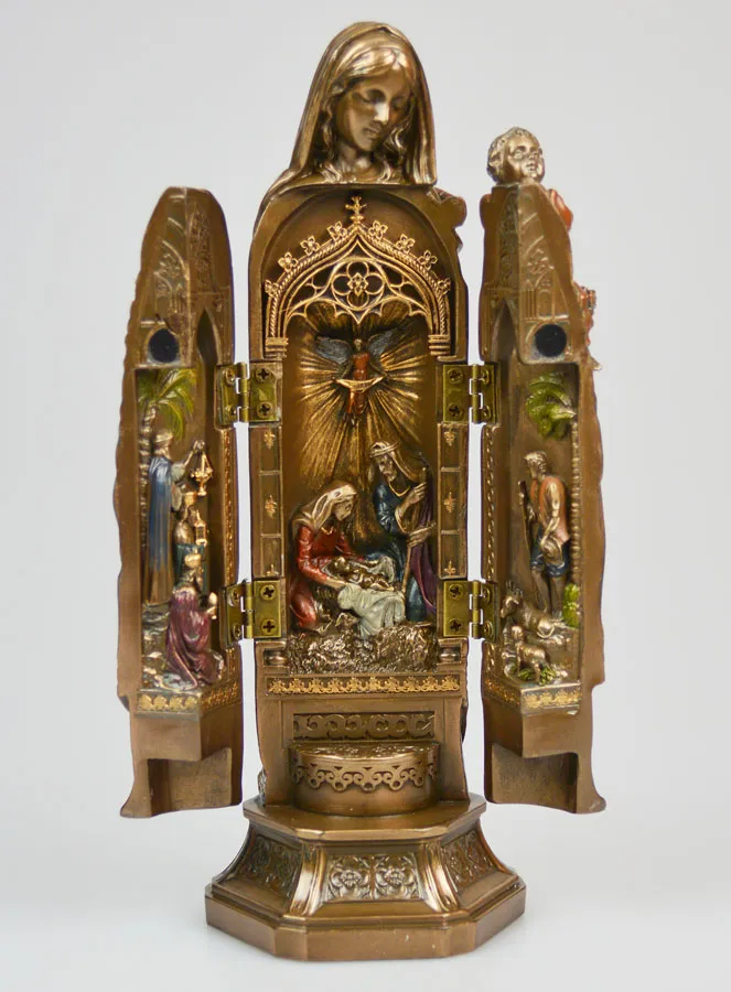 Christmas Gift Triptych Virgin Mary and Nativity - 20cm (pic 1)