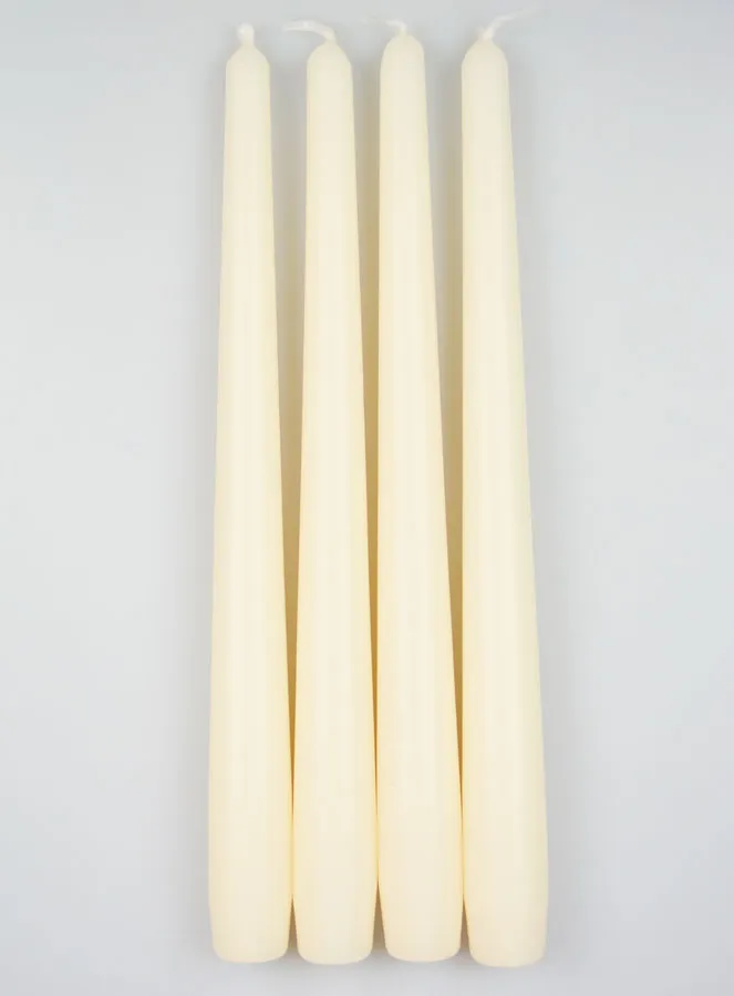 Set 4 Cylindrical Candles Ivory - 25cm (pic 1)