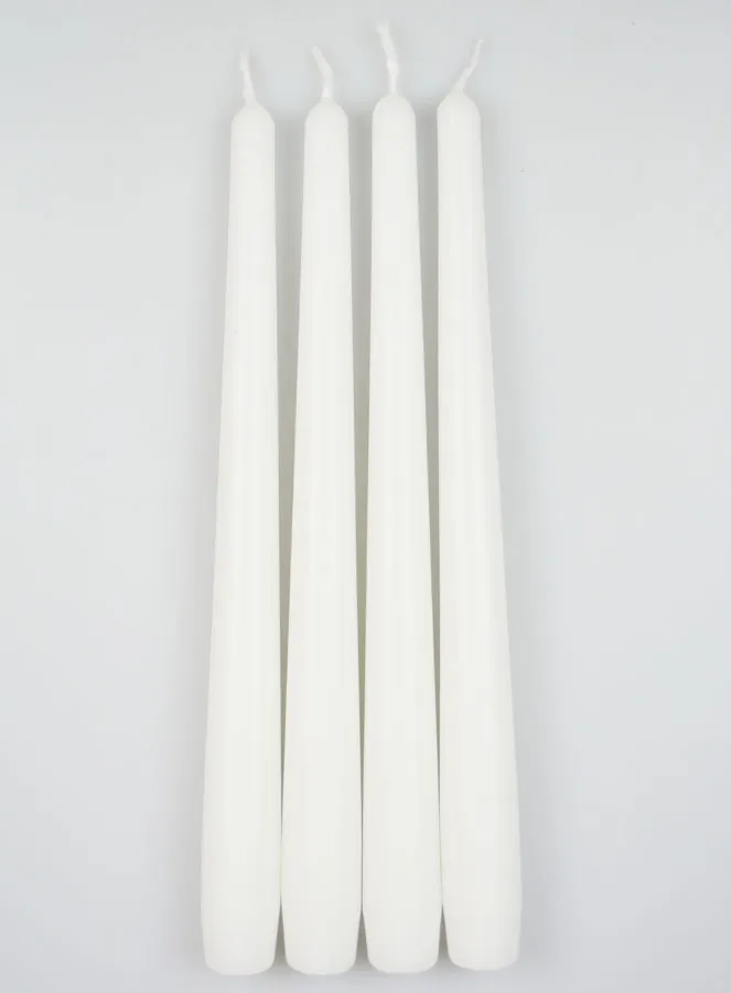 Set 4 Cylindrical Candles 25cm - White (pic 1)