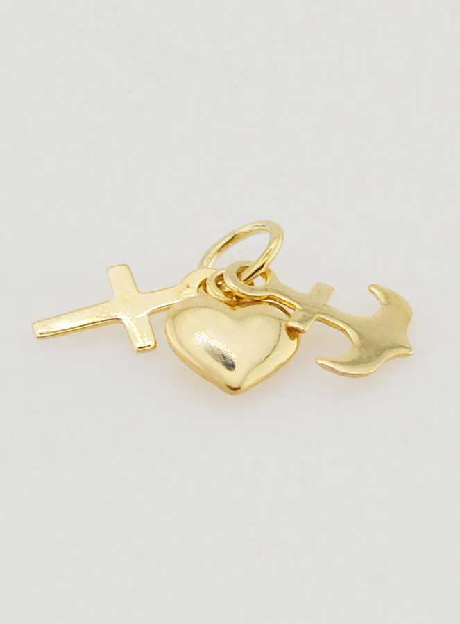 9ct Gold Pendant Anchor Heart and Cross - 10mm (pic 2)