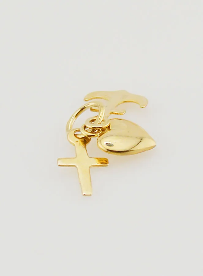 9ct Gold Pendant Anchor Heart and Cross - 10mm (pic 3)