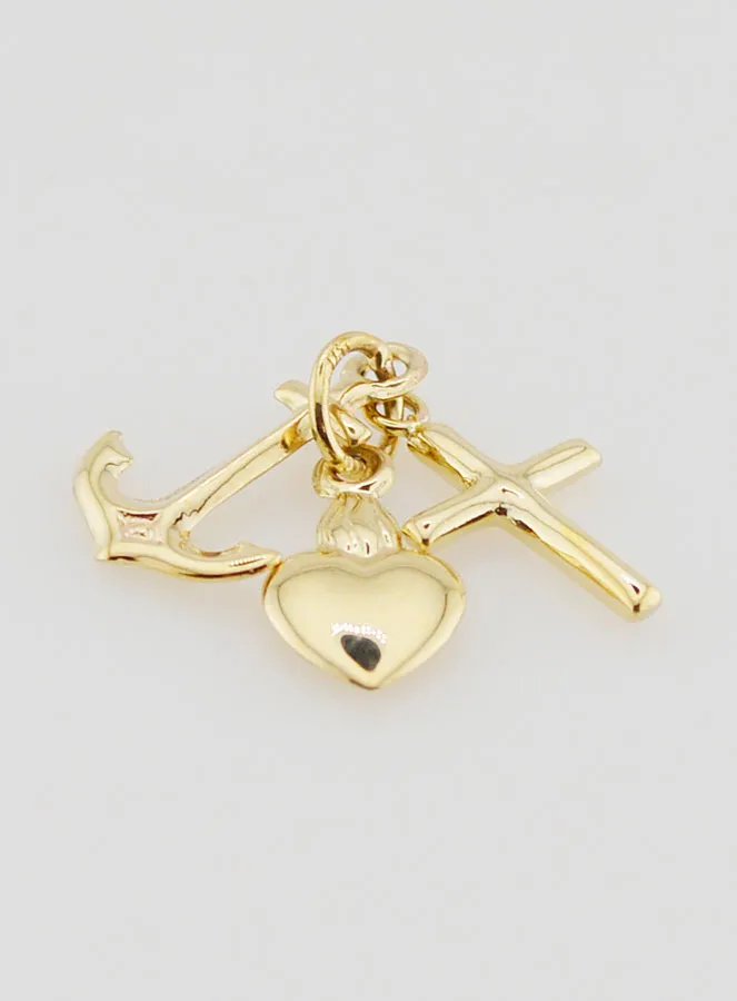 Golden Pendant Anchor Heart and Cross 15 mm (pic 2)