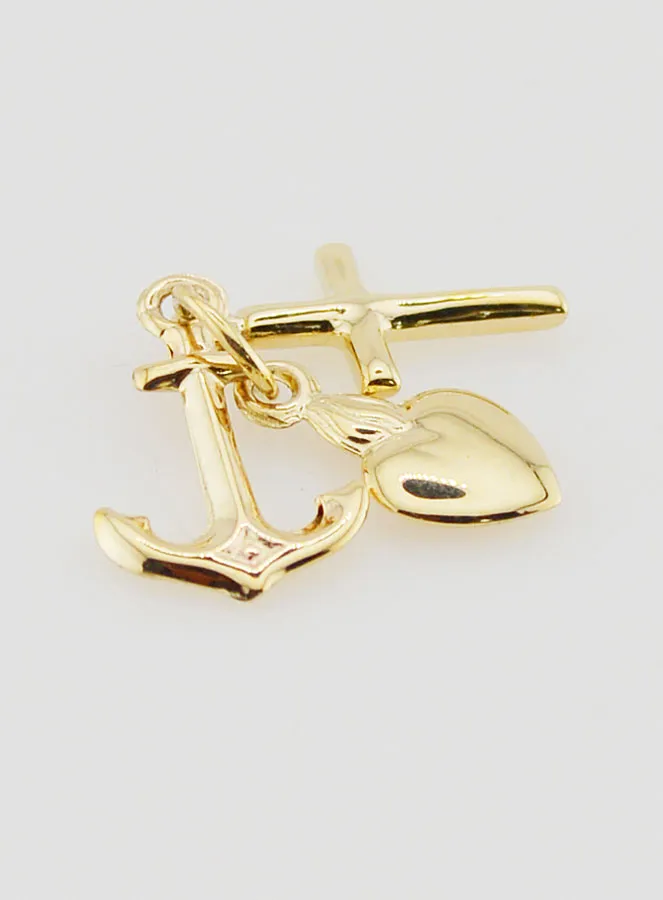 Golden Pendant Anchor Heart and Cross 15 mm (pic 3)