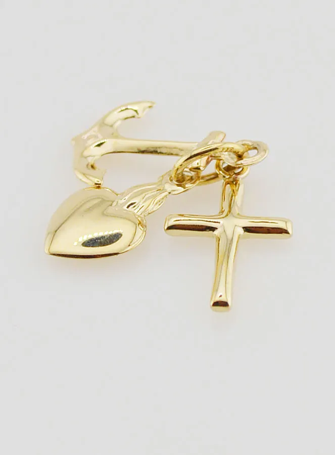 Golden Pendant Anchor Heart and Cross 15 mm (pic 4)