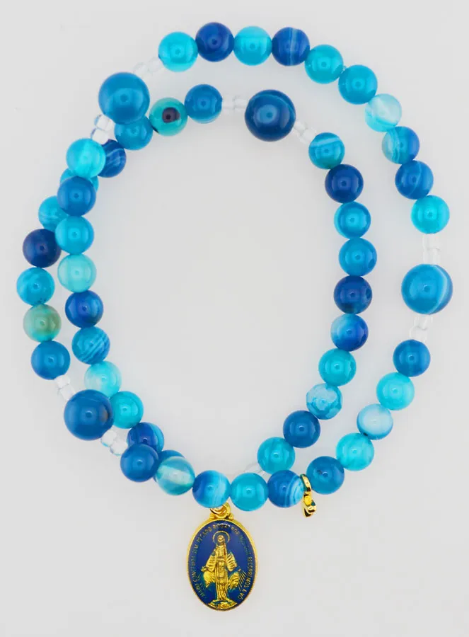 Miraculous Medal Rosary in Genuine Agate (pic 1)