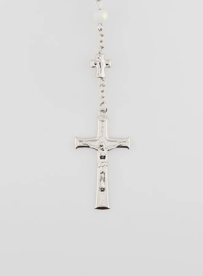 Miraculous Medal Rosary with Chrome Beads - White (pic 3)