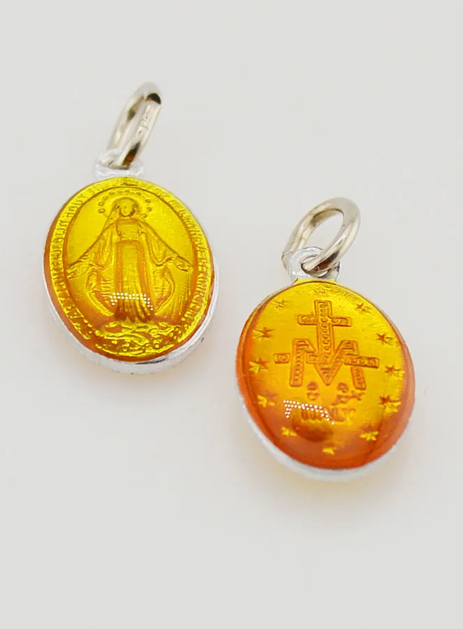 Orange Miraculous Medal - 14mm (pic 2)